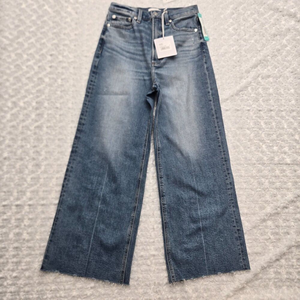 Pistola Jeans Lana Crop Womens 26x26 Blue Raw Hem Stretch